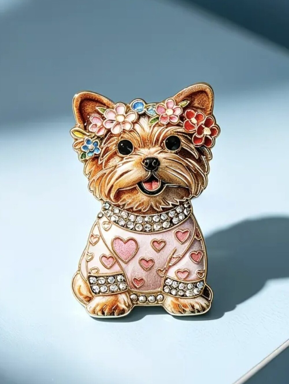 Yorkie Dog Yorkshire Terrier Tiny Brooch NEW